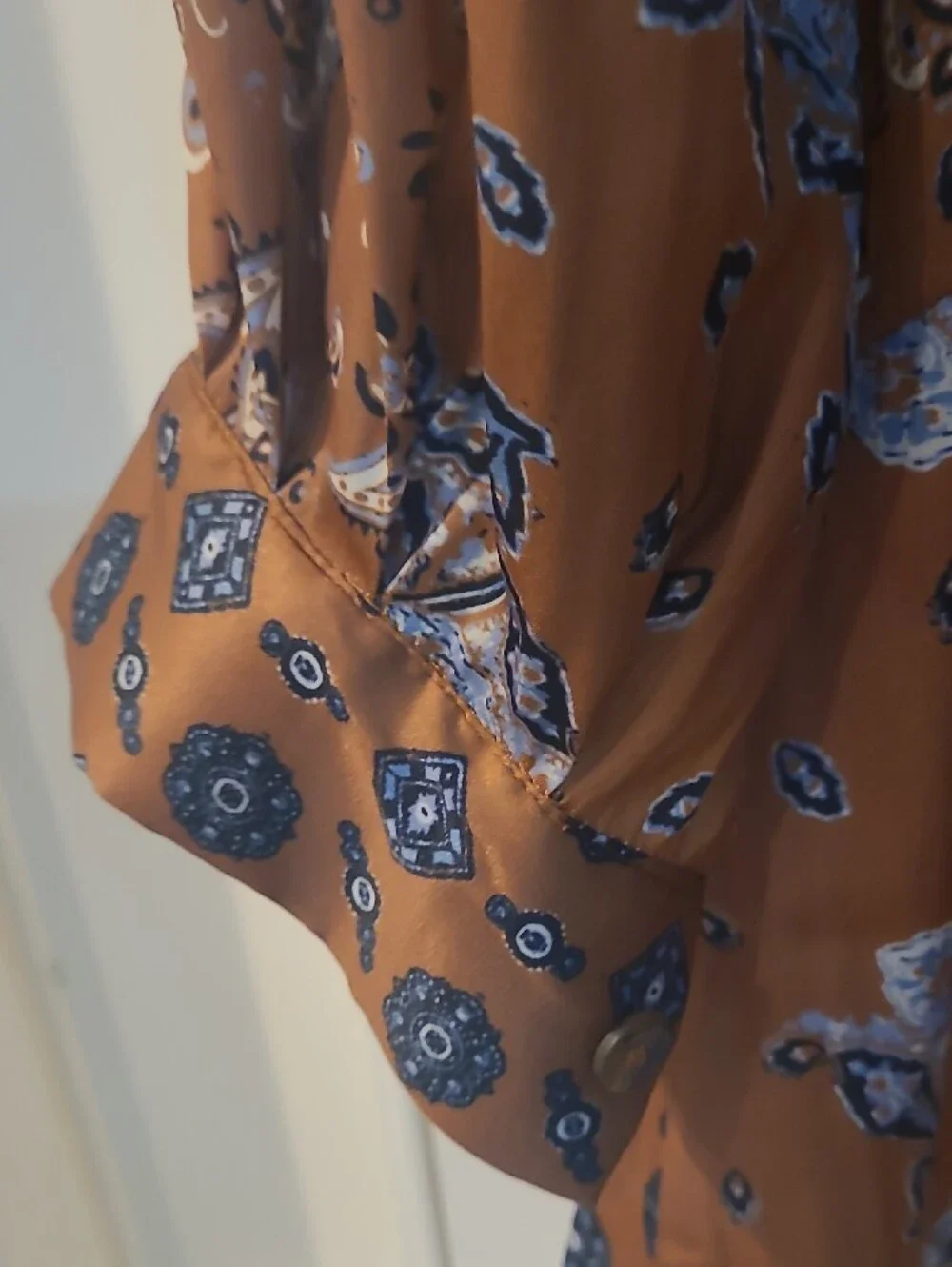 Free People Rust Tunic with Blue Paisley Motif